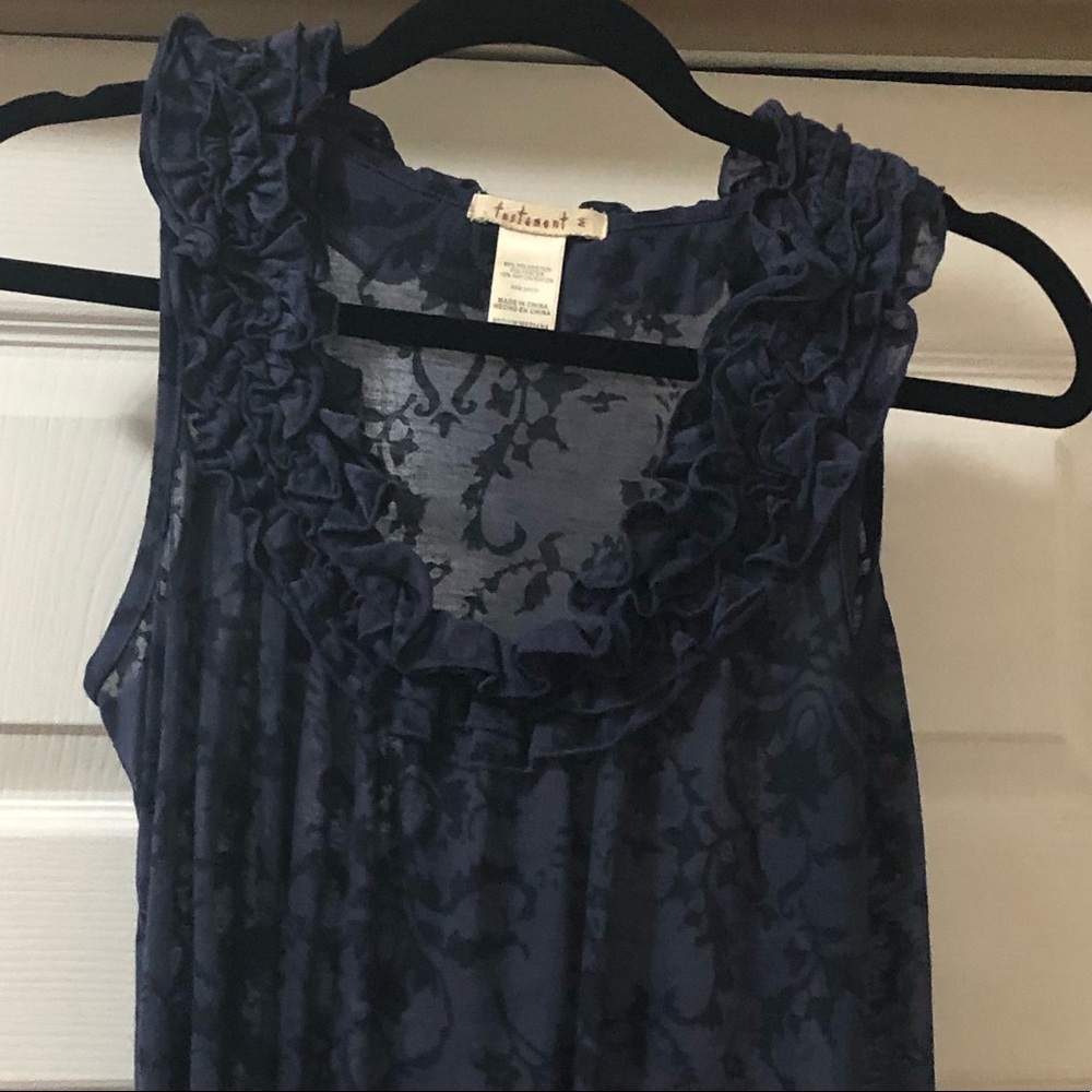 Testament Anthro Ruffled scoop neck burnout tank